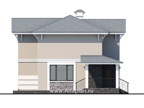 Проекты домов Альфаплан - «Невский стиль» - удобный и красивый двухэтажный дом - превью фасада №3