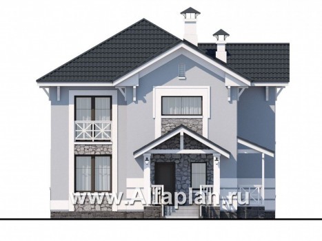 Проекты домов Альфаплан - «Линия жизни»  - удобный дом для небольшой семьи - превью фасада №1