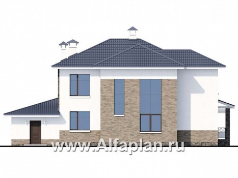 Проекты домов Альфаплан - «Статский советник» - комфортабельный коттедж в современном стиле с гаражом - превью фасада №4
