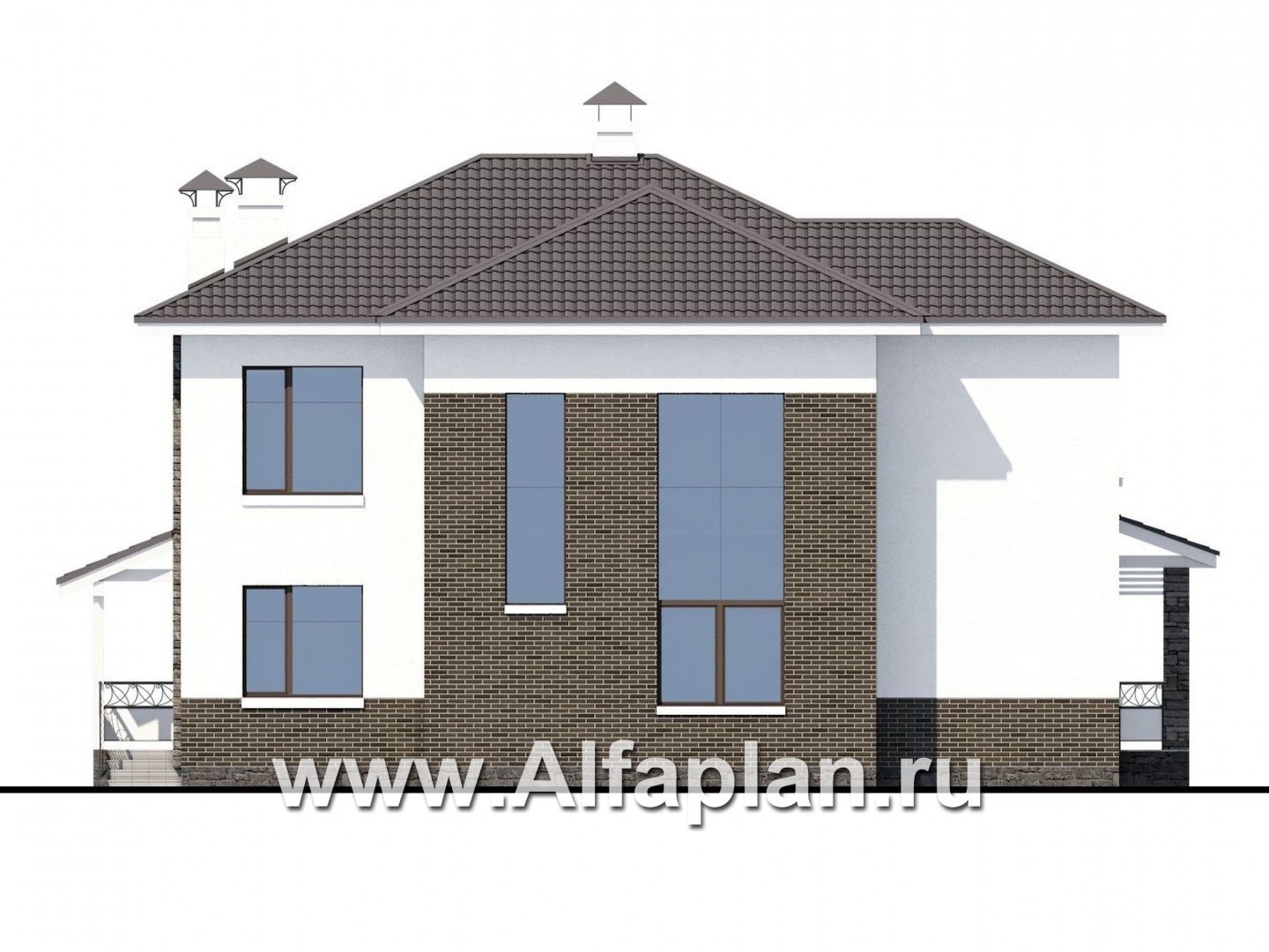 Проекты домов Альфаплан - «Статский советник» - комфортабельный коттедж в современном стиле - изображение фасада №4