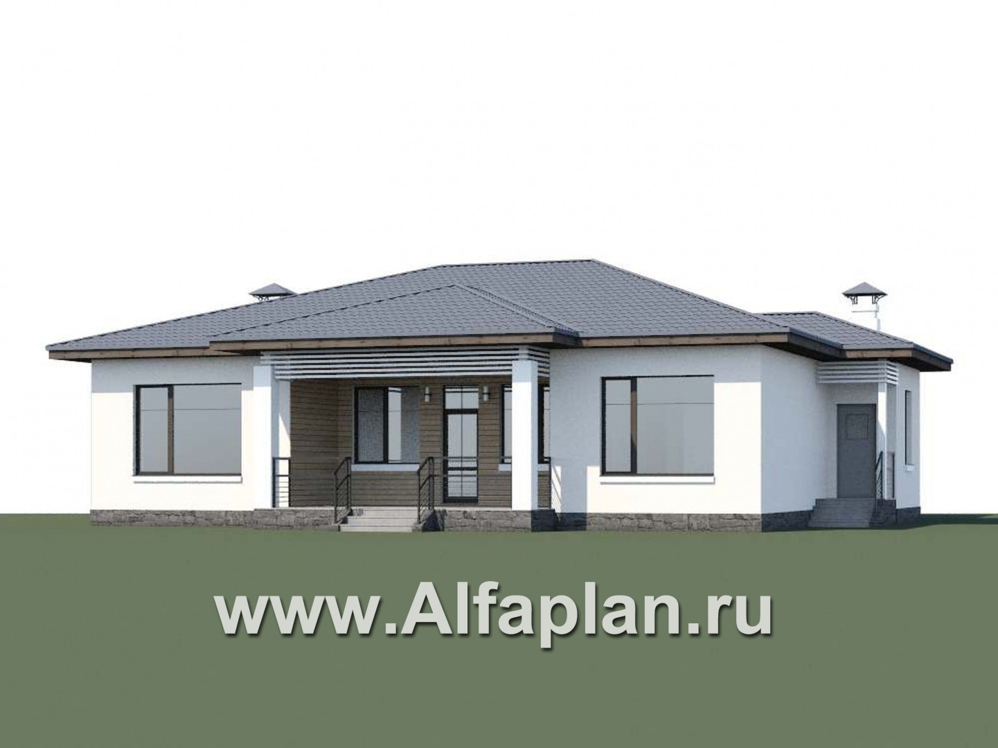 Проекты домов Альфаплан - «Калипсо» - комфортабельный одноэтажный дом c террасой - дополнительное изображение №1