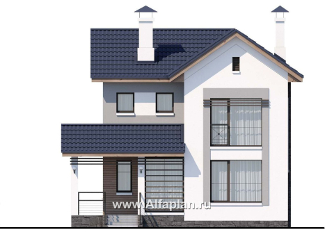 Проекты домов Альфаплан - «Каюткомпания» - экономичный дом для небольшой семьи и маленького участка - превью фасада №1