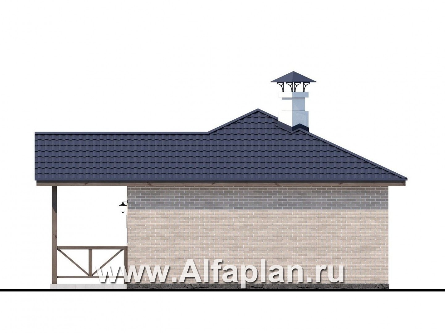 Проекты домов Альфаплан - Удобная и красивая  угловая баня - изображение фасада №2