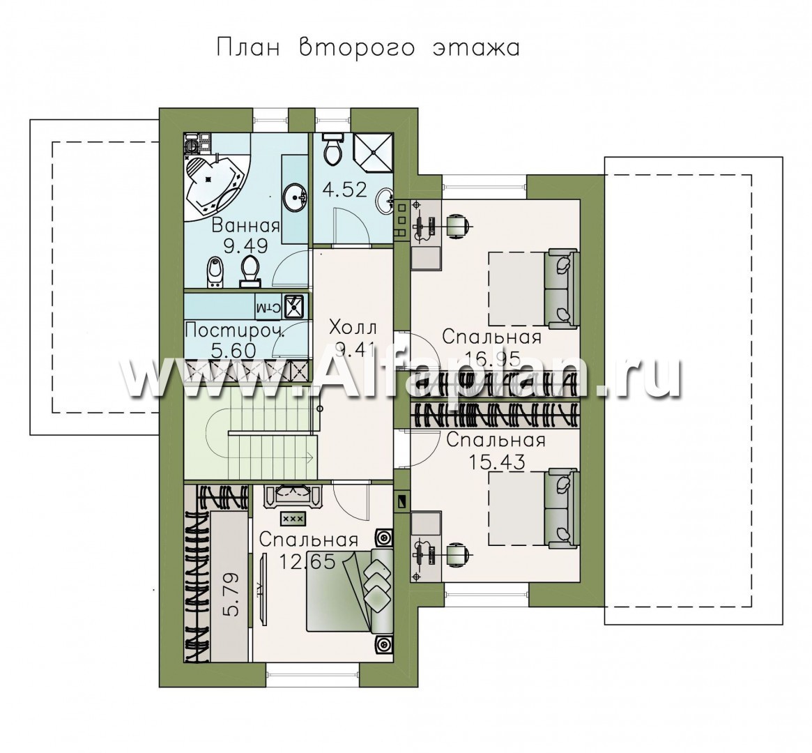 Проекты домов Альфаплан - «Счастье рядом» - современный дом с комфортной планировкой - план проекта №2