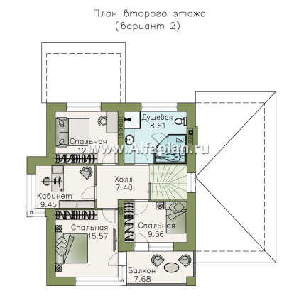 Проекты домов Альфаплан - «Лотос» - компактный современный двухэтажный дом с гаражом - превью плана проекта №3