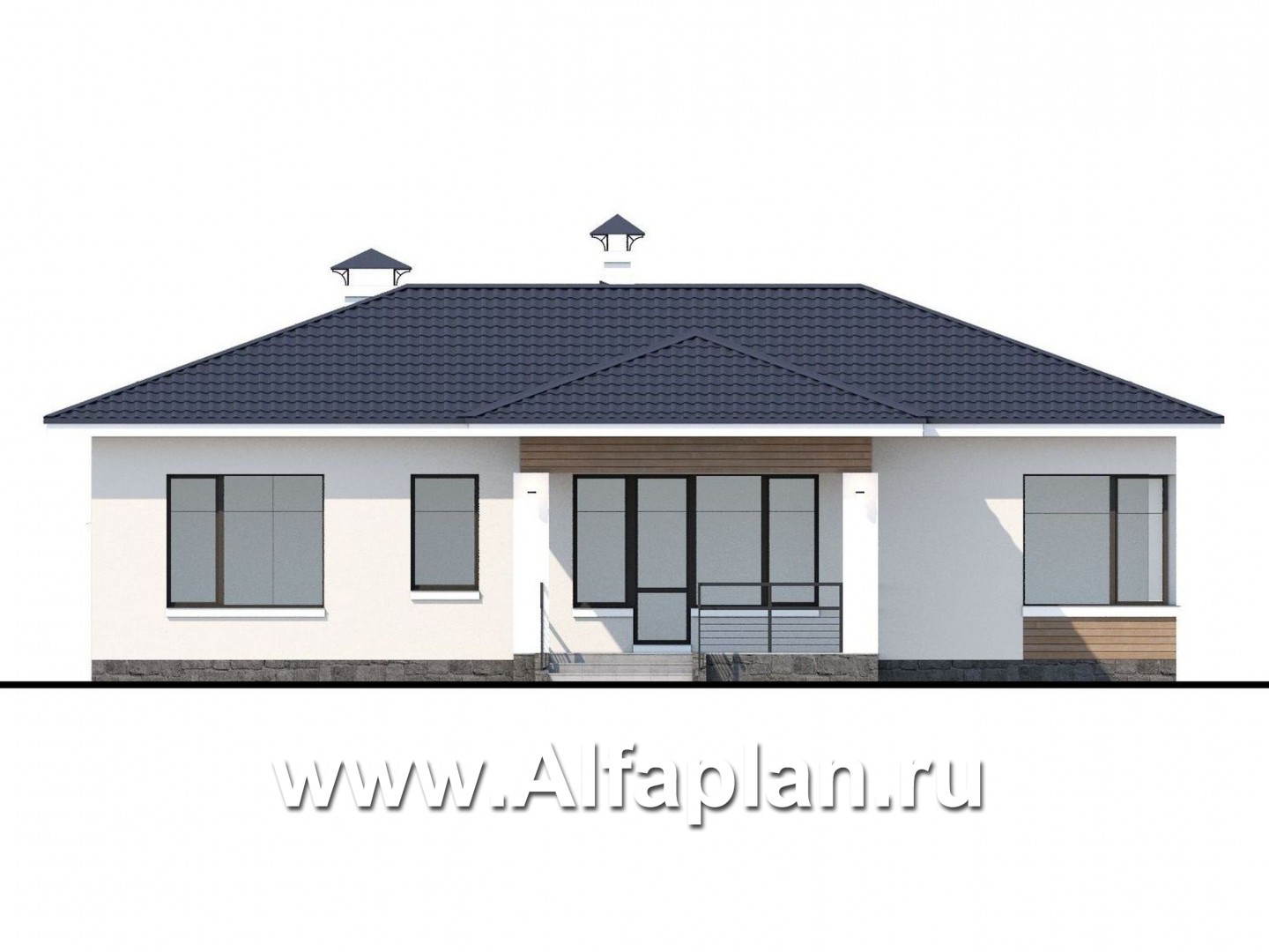 Проекты домов Альфаплан - «Безоблачный» - экономичный одноэтажный дом (дача) - изображение фасада №4