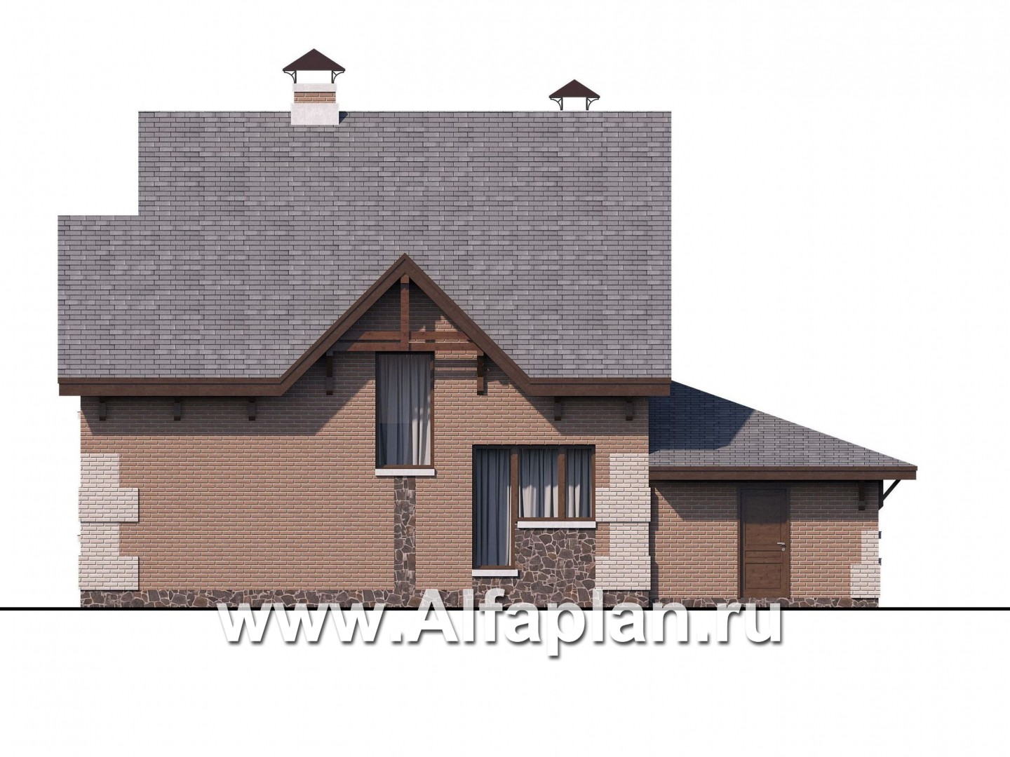 Проекты домов Альфаплан - «Улыбка» - компактный загородный дом с гаражом - изображение фасада №4