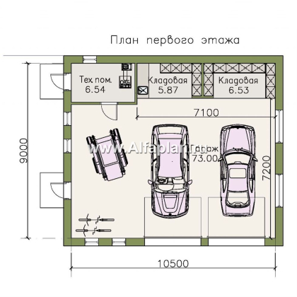 Проекты домов Альфаплан - Гараж для крупноразмерных автомобилей, с котельной - превью плана проекта №1