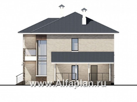 Проекты домов Альфаплан - «Роман с камнем» — двухэтажный коттедж со вторым светом - превью фасада №2
