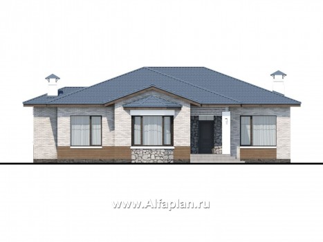 Проекты домов Альфаплан - «Калипсо» - комфортабельный одноэтажный дом  с вариантами планировки - превью фасада №1