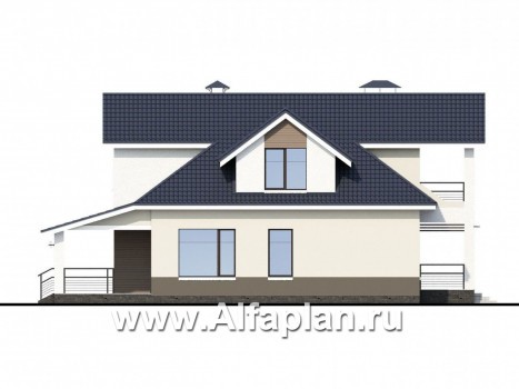 «Кластер Персея» - проект дома с мансардой, с террасой, планировка с двумя жилыми комнатами на 1 эт - превью фасада дома