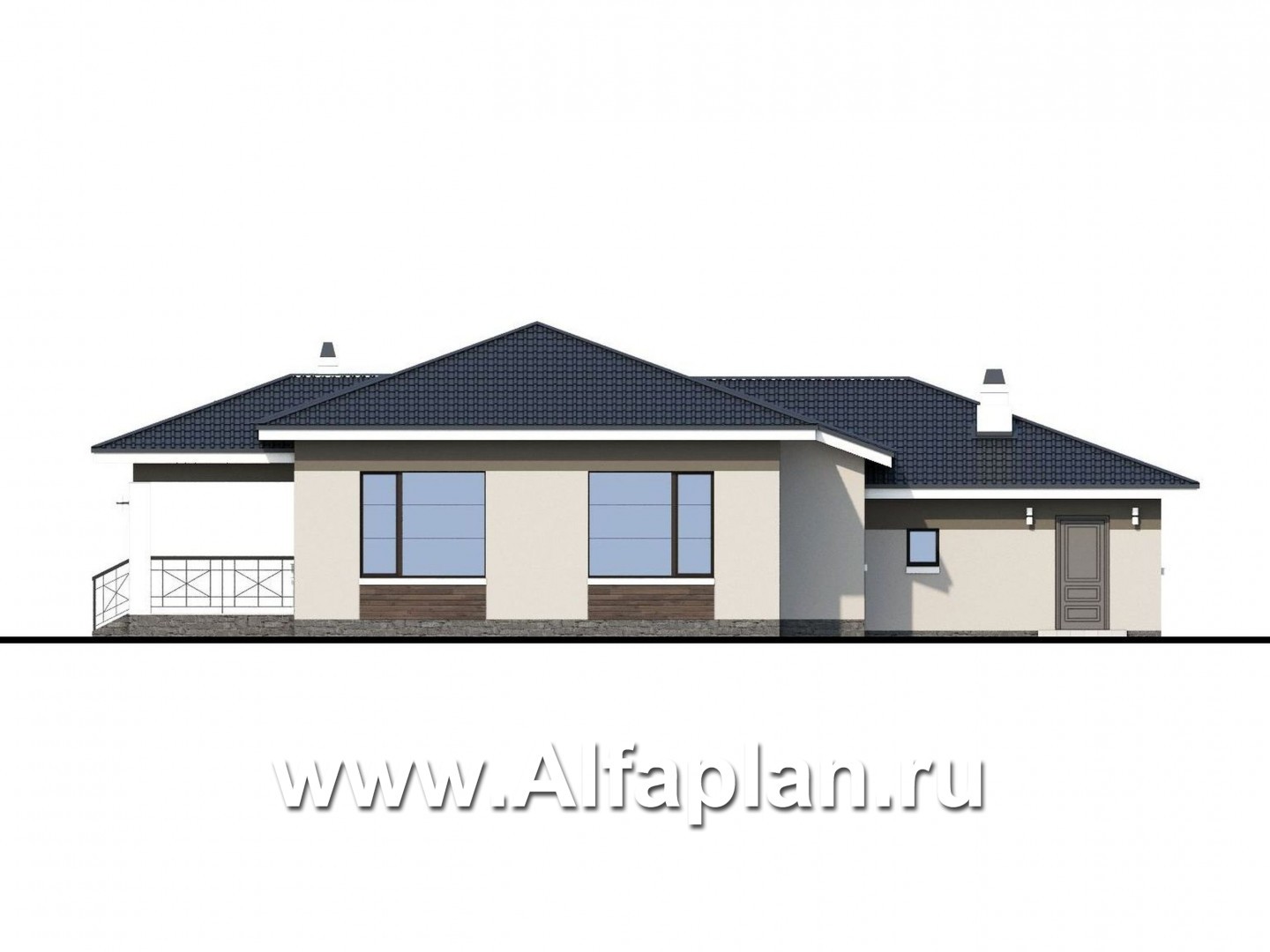 Проекты домов Альфаплан - «Ариадна» - одноэтажный дом с большим гаражом - изображение фасада №4