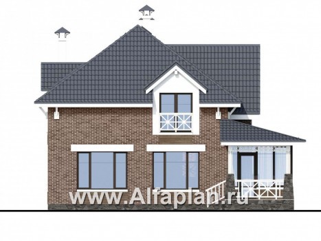 Проекты домов Альфаплан - «Медея» - компактный дом с верандой на главном фасаде - превью фасада №3