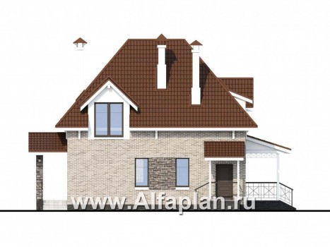 Проекты домов Альфаплан - «Галант» - небольшой мансардный дом с удобной верандой - превью фасада №4
