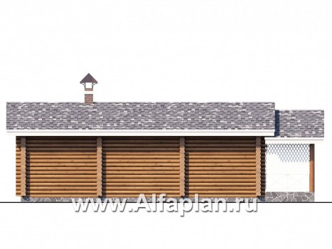 Проекты домов Альфаплан - Узкая деревянная баня с гостевой спальной - превью фасада №4