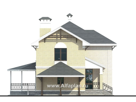 Проекты домов Альфаплан - «Эйваро»- проект коттеджа с двусветной  столовой - превью фасада №3