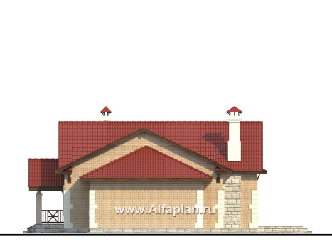 Проекты домов Альфаплан - «Поместье» - одноэтажный дом с удобной планировкой - превью фасада №2