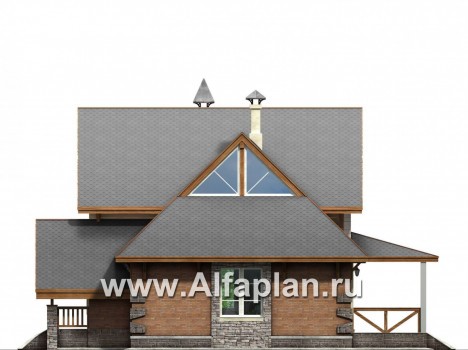 Проекты домов Альфаплан - «Альпенхаус»- альпийское шале из комбинированных материалов - превью фасада №2