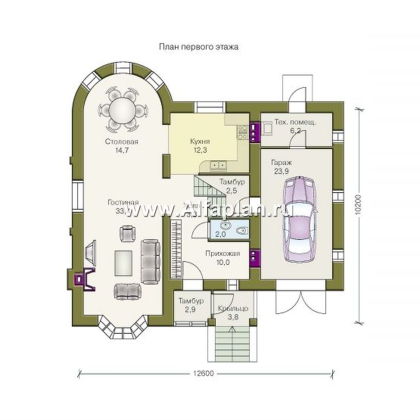 «Ретростилиса Плюс» - проект двухэтажного дома, с террасой, с гаражом и с цокольным этажом - превью план дома