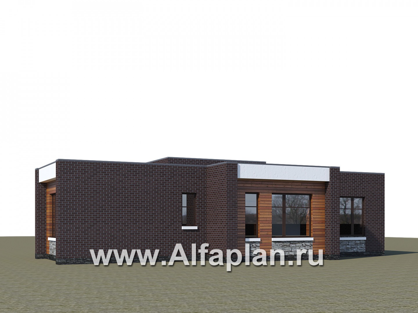 Проекты домов Альфаплан - «Эрато» — одноэтажный дом с плоской кровлей - дополнительное изображение №2