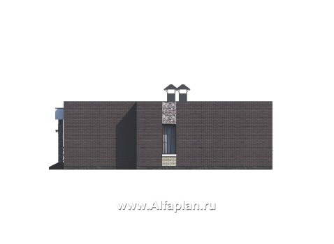 Проекты домов Альфаплан - «Риверсайд» - стильный одноэтажный коттедж с мастер-спальней - превью фасада №2
