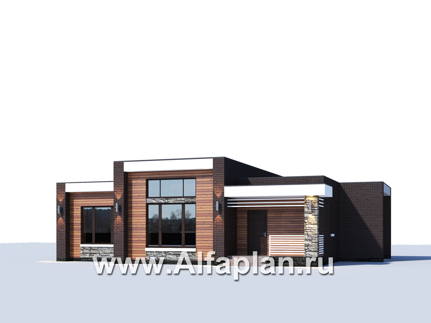 Проекты домов Альфаплан - «Магнолия» — плоскокровельный коттедж с удобной планировкой - дополнительное изображение №1
