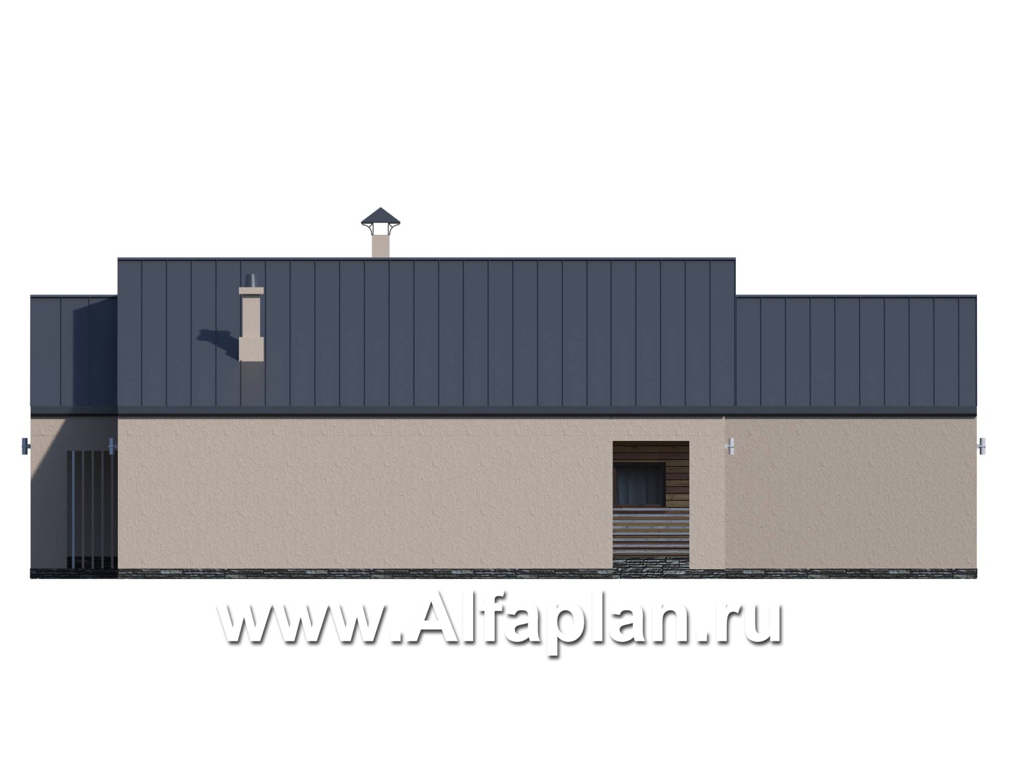 Проекты домов Альфаплан - «Аркада» - современный одноэтажный дом с фальцевой кровлей - изображение фасада №2