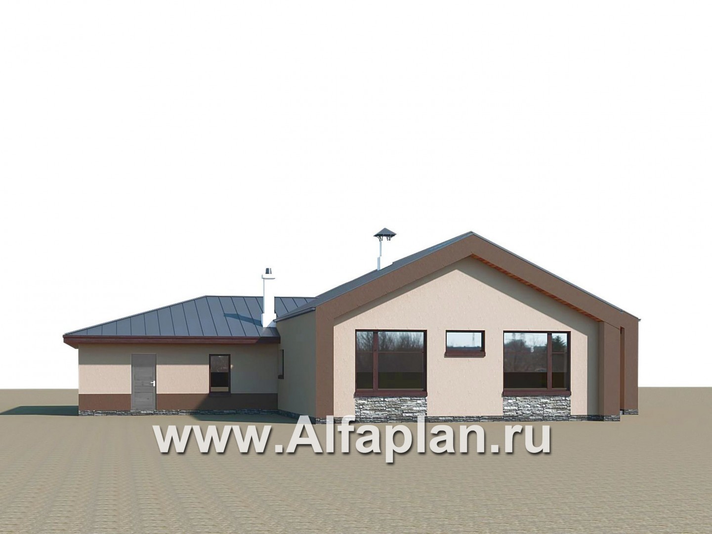 Проекты домов Альфаплан - «Аркада» - проект современного одноэтажного дома с сауной и большим гаражом - дополнительное изображение №2
