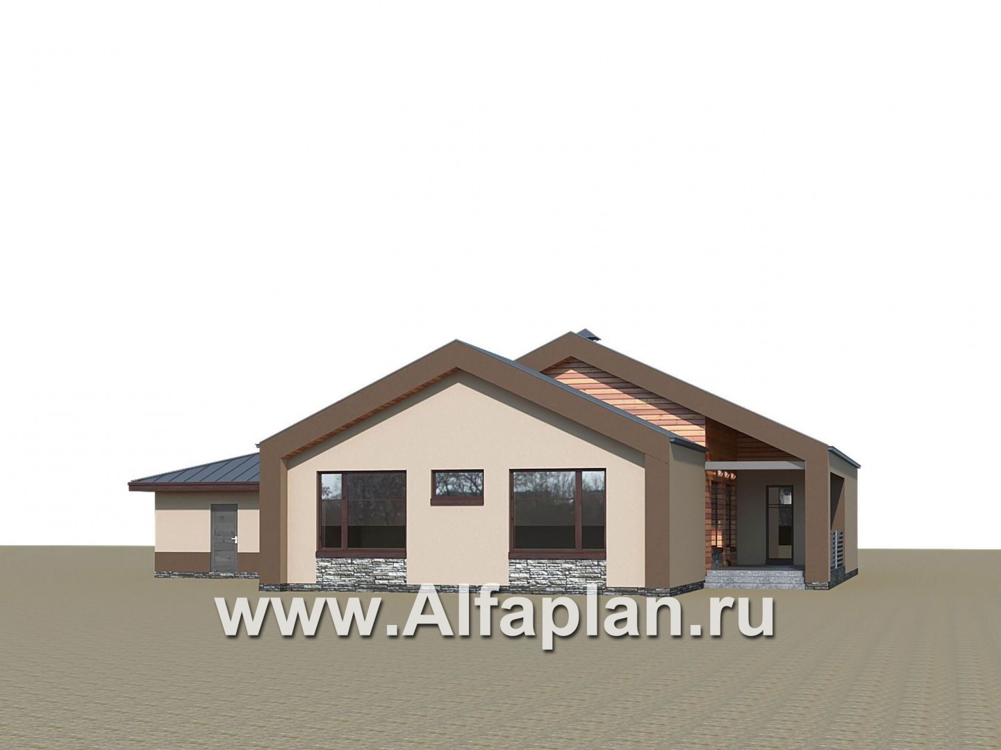 Проекты домов Альфаплан - «Аркада» - проект современного одноэтажного дома с сауной и большим гаражом - дополнительное изображение №3