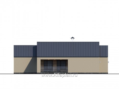 Проекты домов Альфаплан - «Аркада» - проект современного одноэтажного дома с сауной и большим гаражом - превью фасада №2