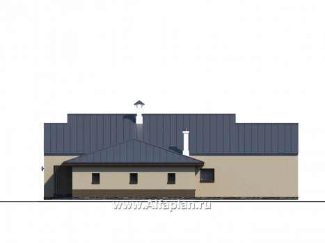 Проекты домов Альфаплан - «Аркада» - проект современного одноэтажного дома с сауной и большим гаражом - превью фасада №4
