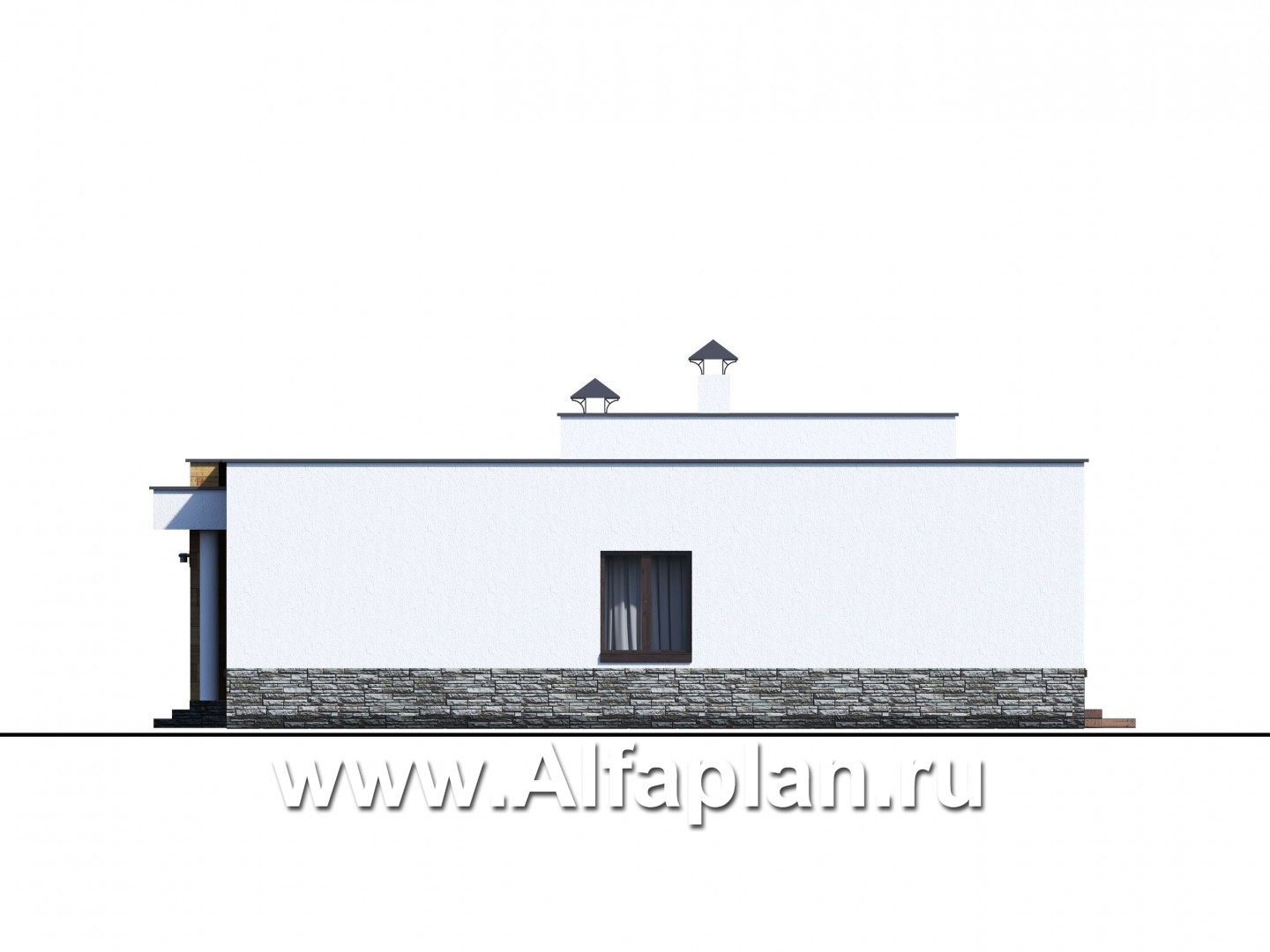 Проекты домов Альфаплан - «Мадейра» - стильный одноэтажный дом с плоской кровлей - изображение фасада №4