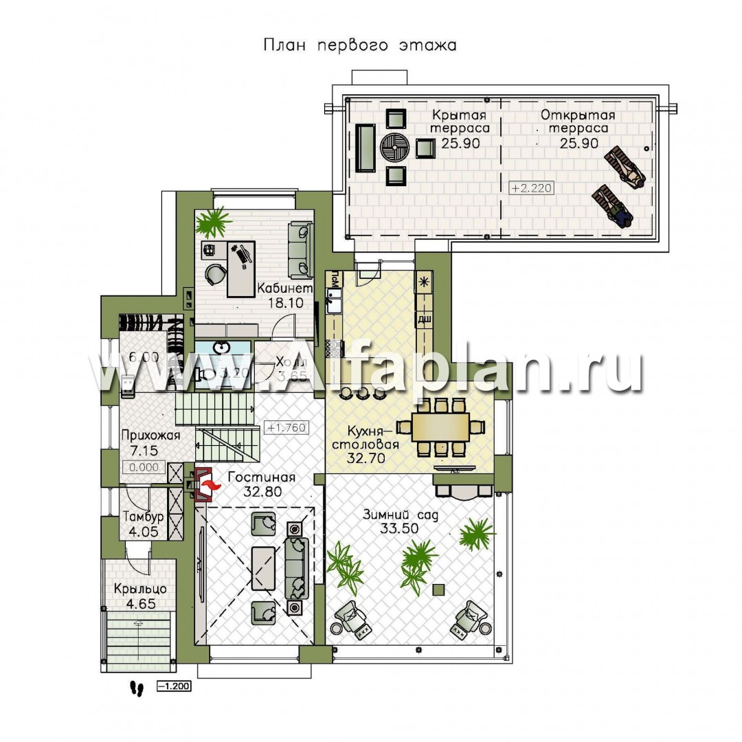 Проекты домов Альфаплан - «Амур» - трехэтажный особняк с гаражом и бассейном - план проекта №2
