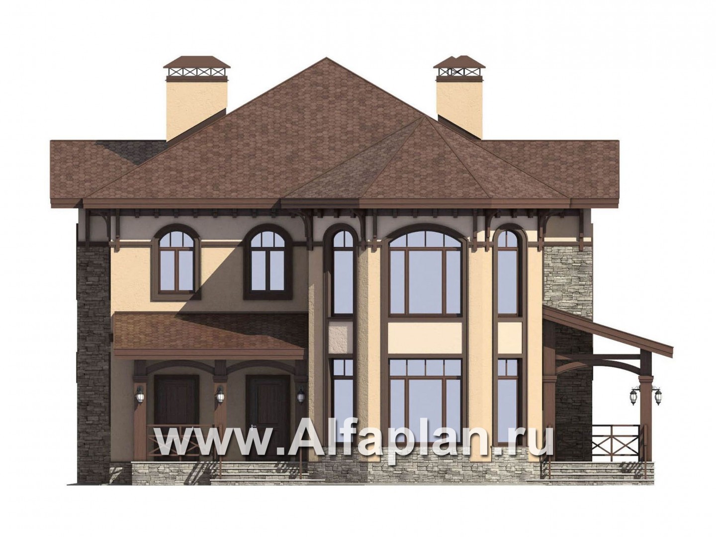 Проекты домов Альфаплан - Проект респектабельного двухэтажного дома - изображение фасада №1