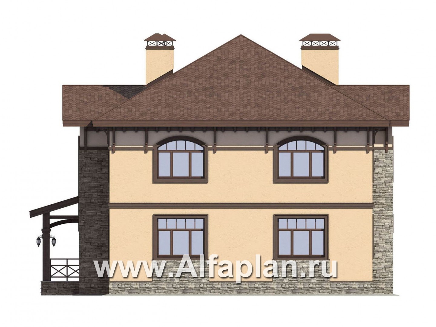 Проекты домов Альфаплан - Проект респектабельного двухэтажного дома - изображение фасада №2