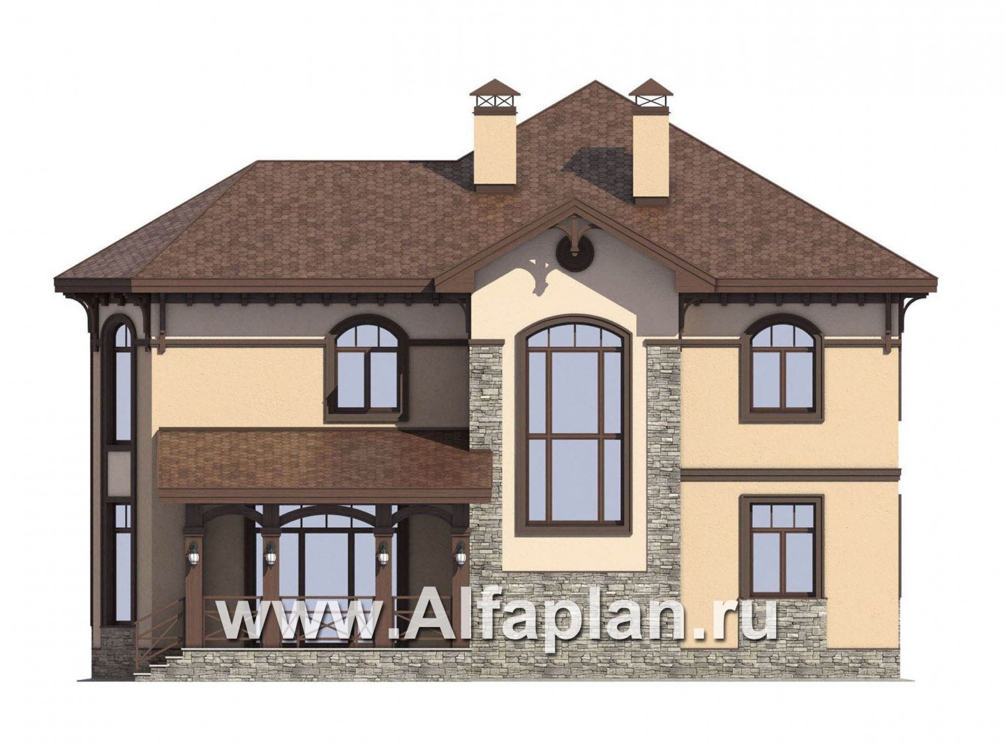 Проекты домов Альфаплан - Проект респектабельного двухэтажного дома - изображение фасада №4