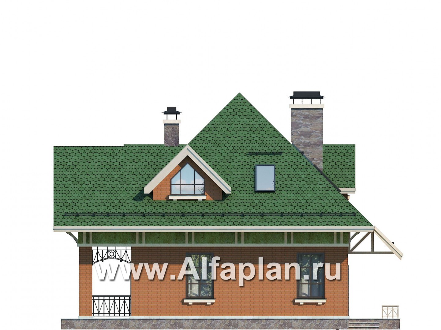 Проекты домов Альфаплан - Проект мансардного дома для небольшого участка - изображение фасада №2