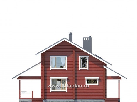 Проекты домов Альфаплан - Проект дома с простой двускатной кровлей и террасой - превью фасада №1