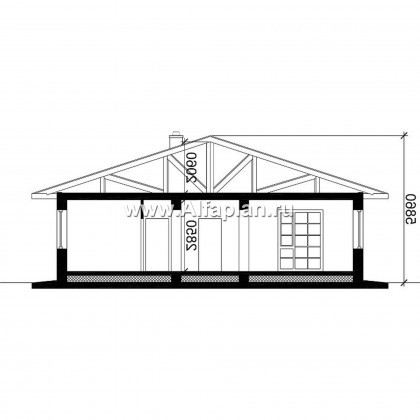 Проект одноэтажного дома из газобетона, план 3 спальни и терраса, в стиле эклектика - превью план дома