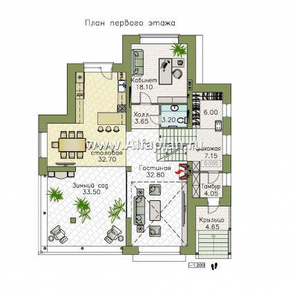 Проекты домов Альфаплан - "Амур" - трехэтажный особняк с гаражом и бассейном - превью плана проекта №2