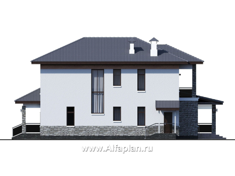 Проекты домов Альфаплан - «Отражение» - двухэтажный дом для большой семьи - превью фасада №3