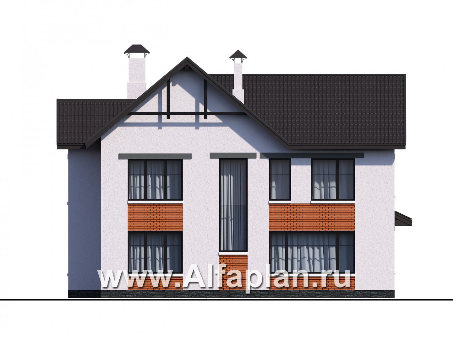 «Сафо» - проект двухэтажного дома из газобетона, американский стиль, с сауной и с террасой - фасад дома