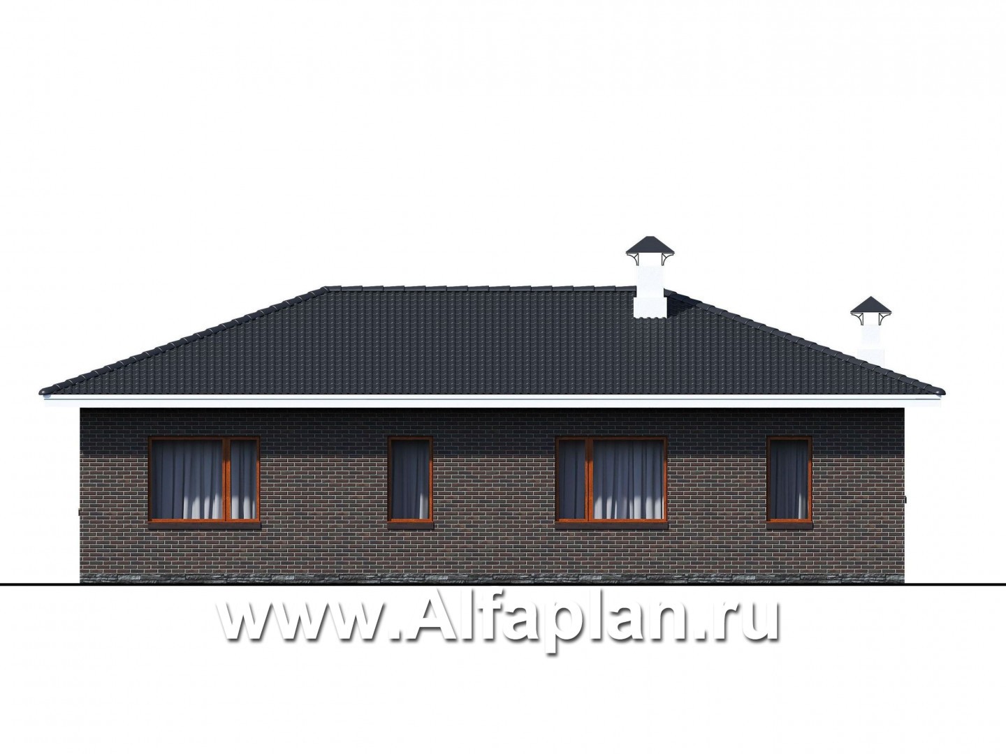 Проекты домов Альфаплан - "Гравитация" - проект одноэтажного дома с тремя спальнями - изображение фасада №3