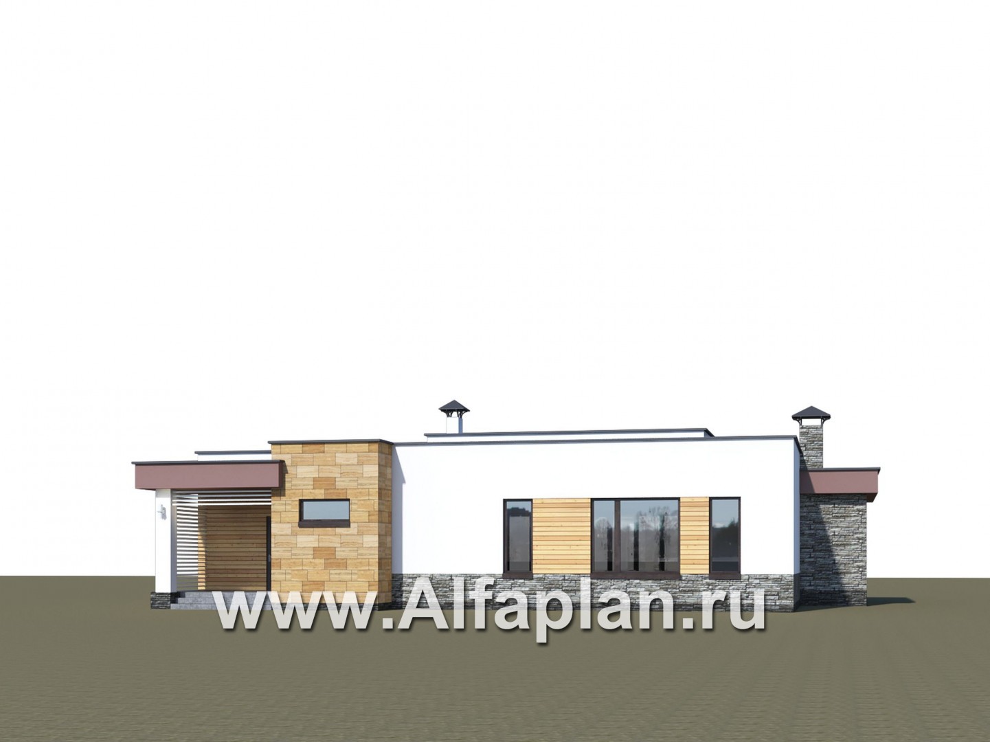 Проекты домов Альфаплан - «Ниагара» - современный одноэтажный коттедж с плоской кровлей - дополнительное изображение №2