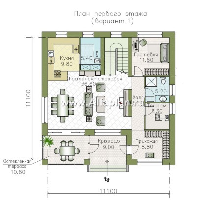 Проекты домов Альфаплан - "Римские каникулы" - проект дома в классическом стиле - превью плана проекта №1