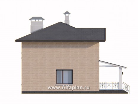 «Серебро» - проект двухэтажного дома, вход через террасу с южных направлений - превью фасада дома