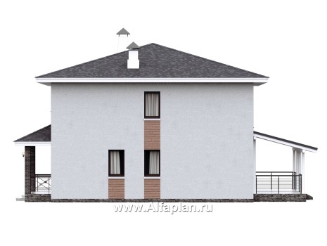 Проекты домов Альфаплан - "Антропный принцип" - проект экономичного комфортного дома из газобетона - превью фасада №2
