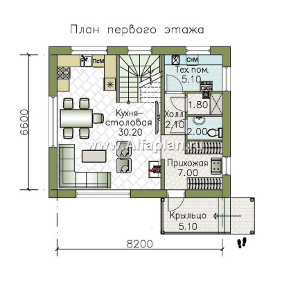 Проекты домов Альфаплан - "Бессер" - проект рационального каркасного дома - превью плана проекта №1