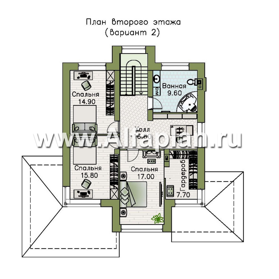 «Монтана» - проект двухэтажного дома из кирпича, с террасой, в стиле Райта - план дома