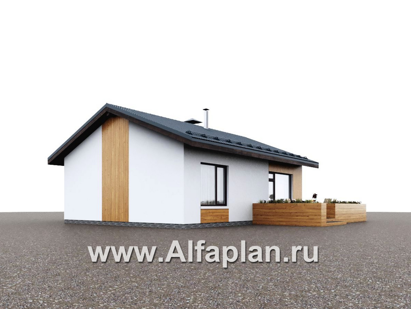 Проекты домов Альфаплан - "Литен" - проект простого одноэтажного дома с комфортной планировкой - дополнительное изображение №2